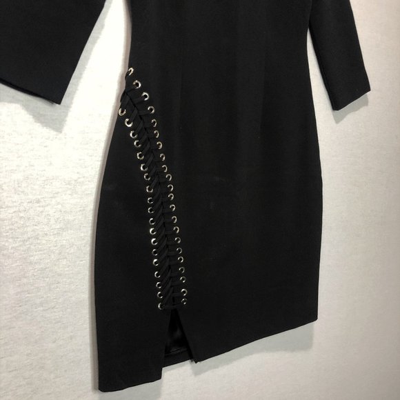 MARCIANO Black Lace Up Dress with Side Slit - Picture 4 of 13